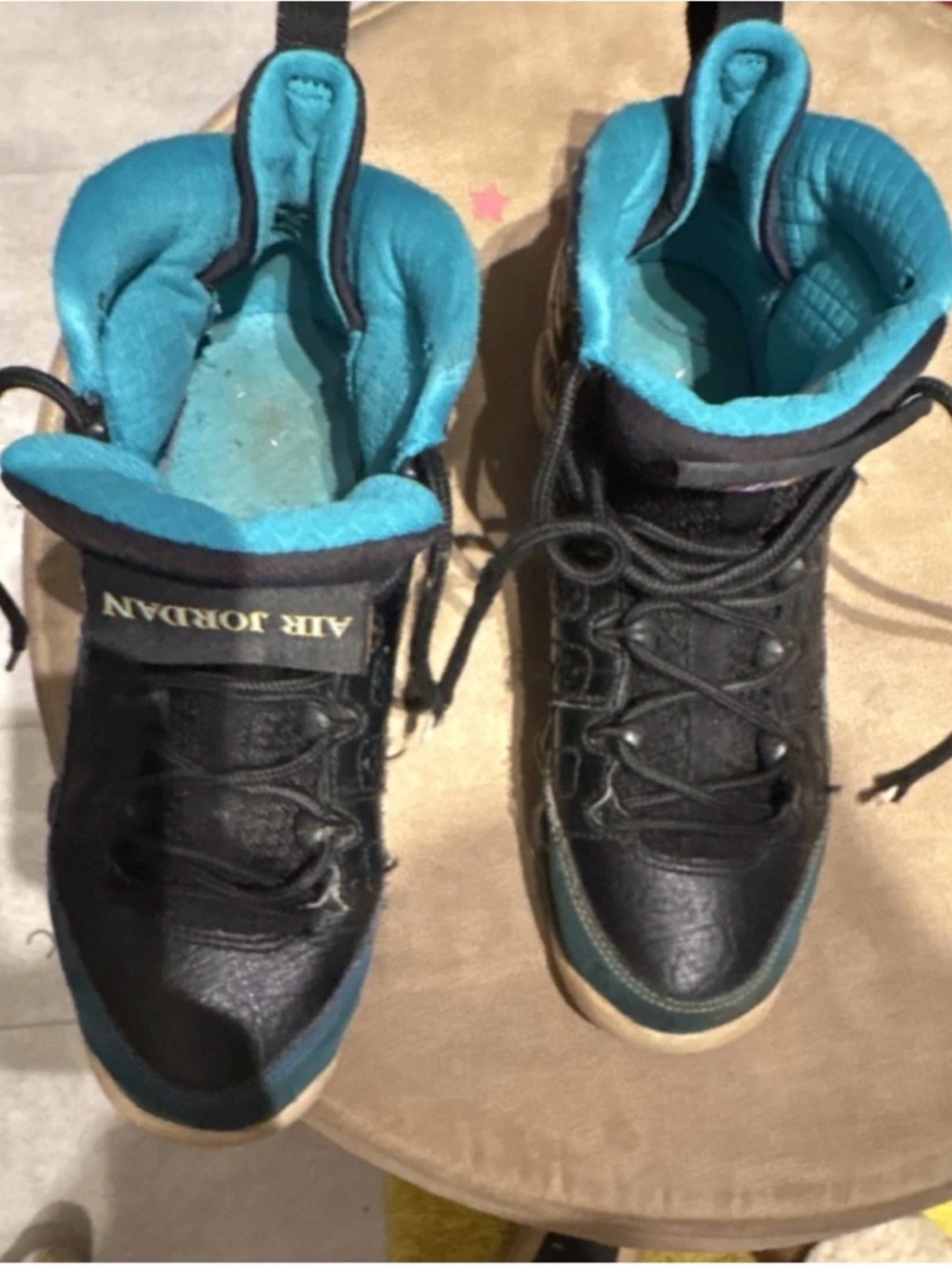 Jordan Kids Black and Teal High-Top Sneakers